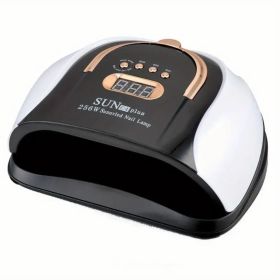 256W High-Power UV LED Nail Lamp With 4 Timer Settings, Automatic Sensor & Smart Display - Fast Gel Polish Curing, Purple & Black Design, Ergonomic Ha