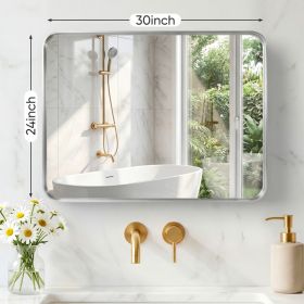 Wall Mirror With Rectangular Metal Frame (Option: Silver2430)