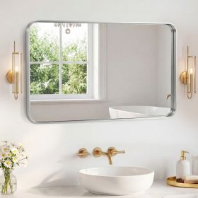 Wall Mirror With Rectangular Metal Frame (Option: Black3248)