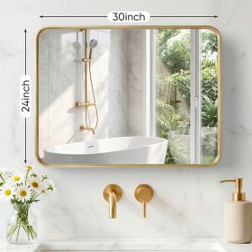 Wall Mirror With Rectangular Metal Frame (Option: Gold2430)