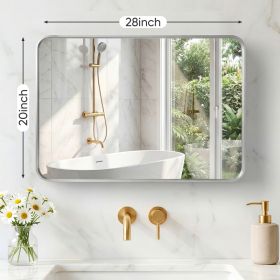 Wall Mirror With Rectangular Metal Frame (Option: Silver2028)