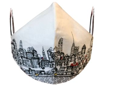PHILADELPHIA EMBROIDERED SKYLINE FACE MASK (Color: Day)