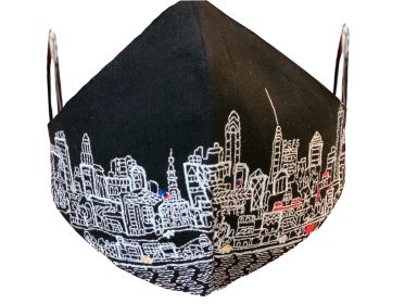 PHILADELPHIA EMBROIDERED SKYLINE FACE MASK (Color: Night)