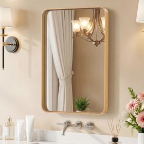 Wall Mirror With Rectangular Metal Frame (Option: Wood2436)