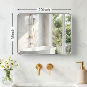 Wall Mirror With Rectangular Metal Frame (Option: Silver1620)